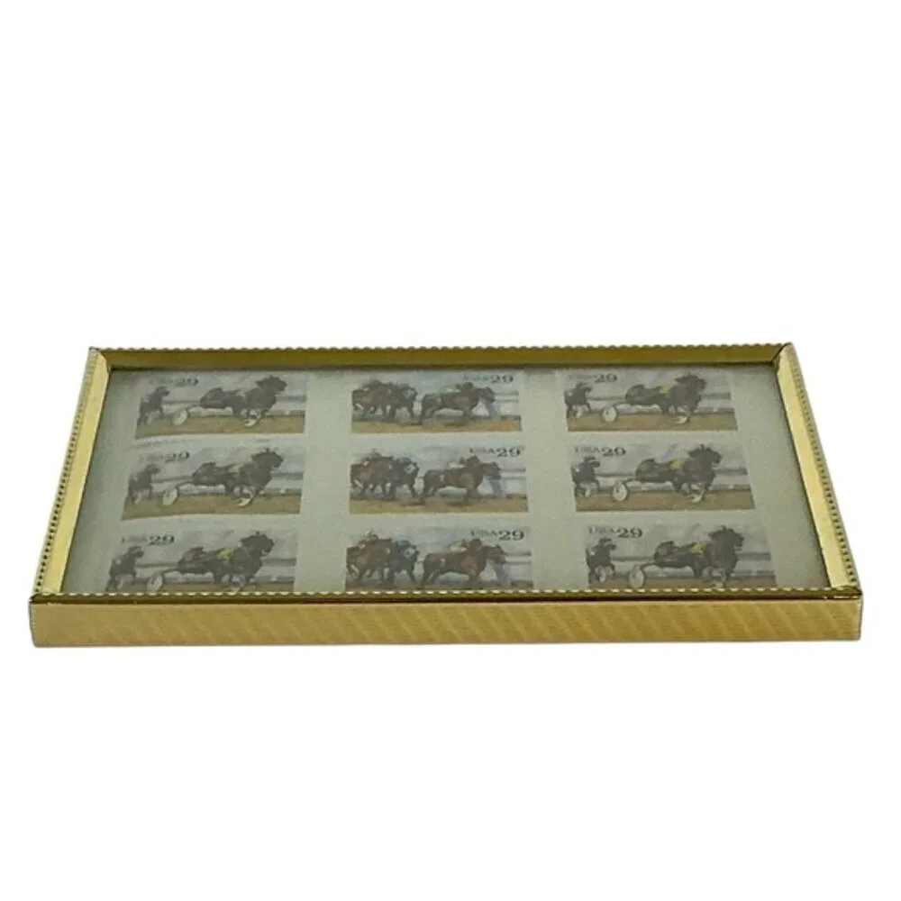 1993 Sporting Horses Harness Racing 29c Stamp Sheet of 9 in Gold Frame Stamp Art